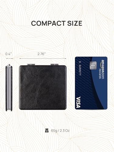 Compact Mirror, Classical PU Leather 1X/3X Magnification, Pocket Square Black