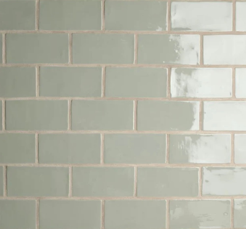 3x6 Sage Green Crackled Ceramic Tile, Wall and Backsplash Kitchen Bath (1 SF)