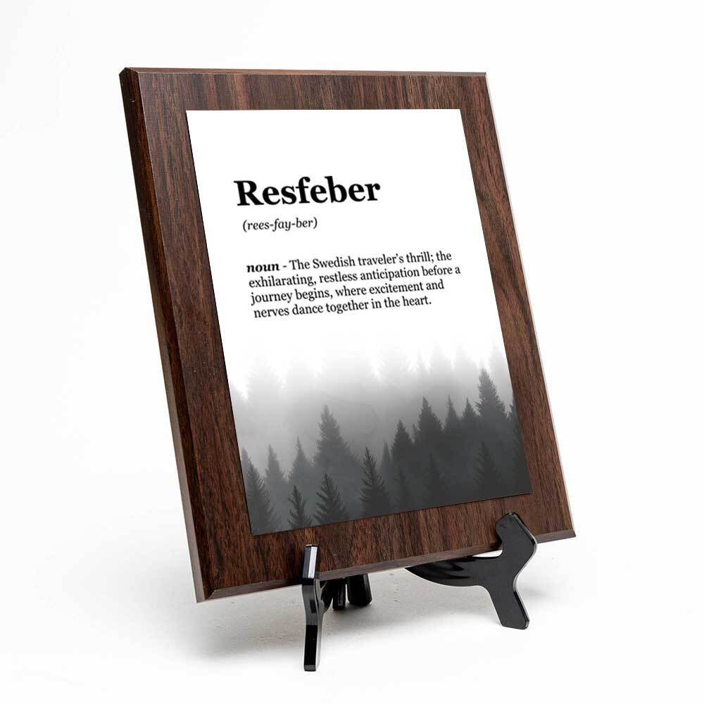Resfeber Definition Decorative Wall Plaque With Easel Acrylic Stand