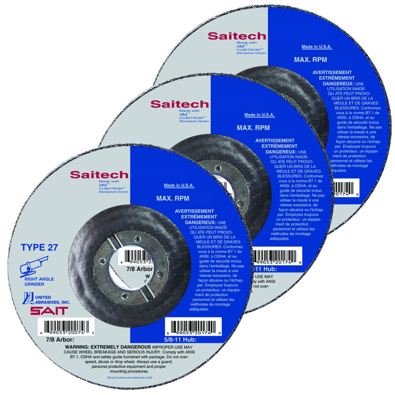 Saitech Ultimate Performance Ceramic Abrasive 4-1/2" Grinding Wheel Type 27