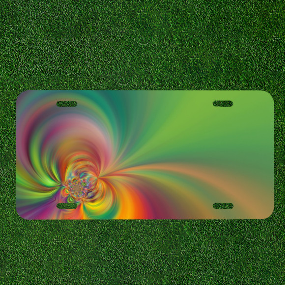 Custom Personalized License Plate Tag With Coloful Wacky Background Add Names
