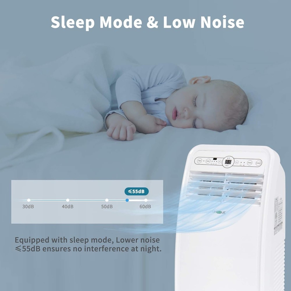 Energy-Efficient 8000 BTU Portable AC - Fan, Cooling & Dehumidifier Functions