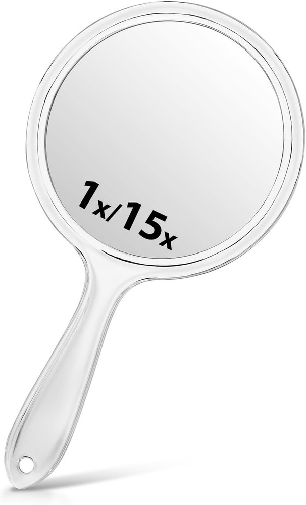 Versatile Acrylic Hand Mirror - 15X Magnifying for Precision Makeup Application