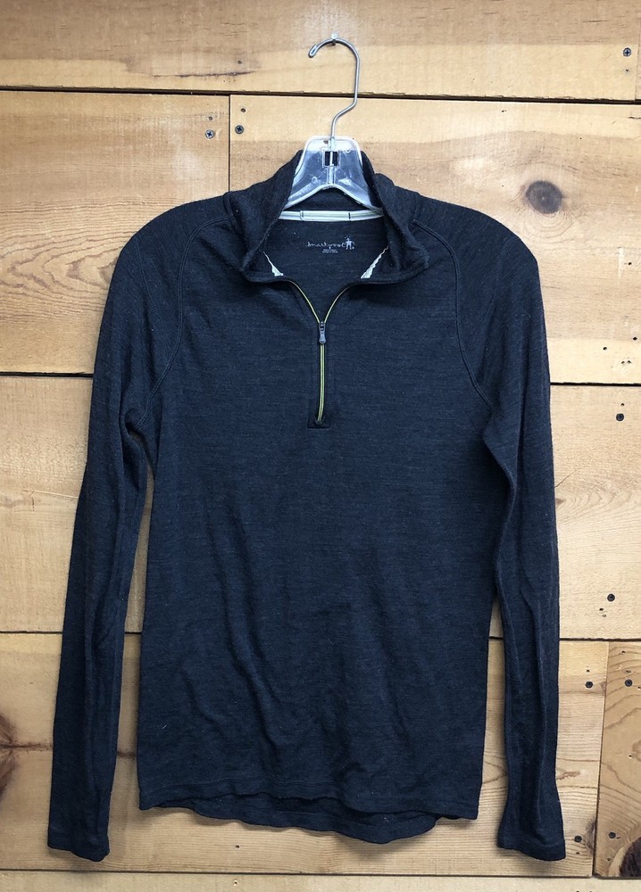 Smartwool Merino Wool 1/4 Zip Pullover Long Sleeve Mens Size Small Gray Stretch