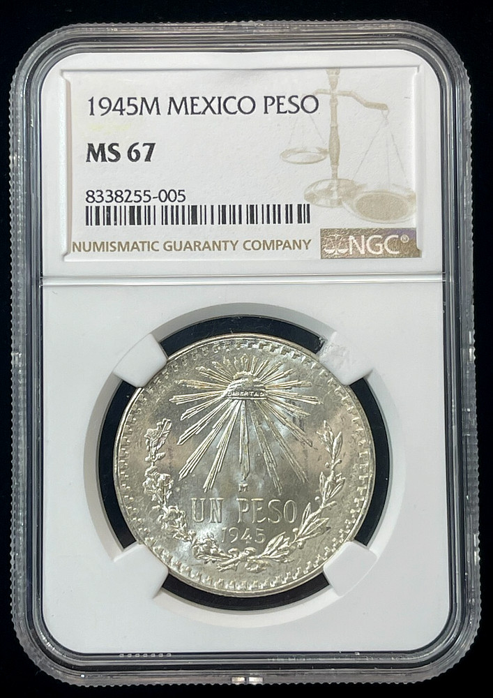 1945-M Mexico Peso KM455 PCGS MS67