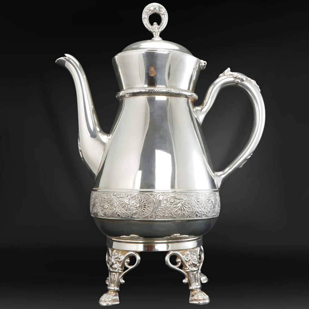 Large Victorian Silver Plate Coffee Pot Circa 1870