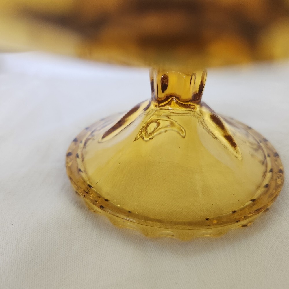 VINTAGE AMBER THUMBPRINT CAKE STAND