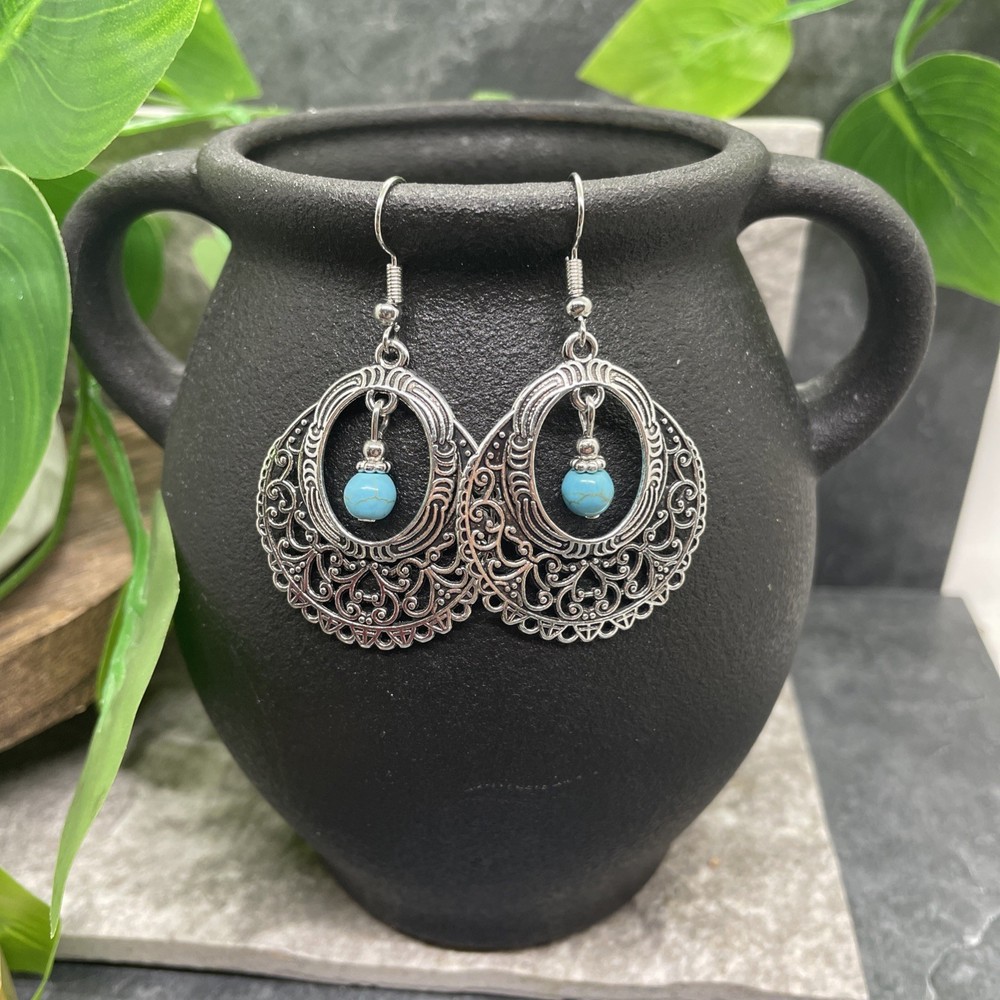 2” Silver-tone Boho Retro Earring Set Drop Dangle New Free Ship B6378