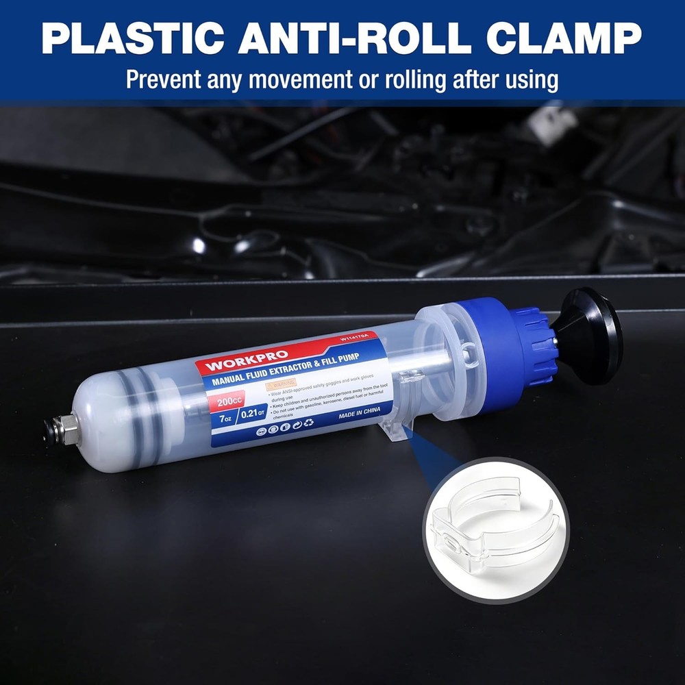 WORKPRO 200CC Manual Fluid Fill Pump Extractor Multi-Purpose Oil Syringe Suction