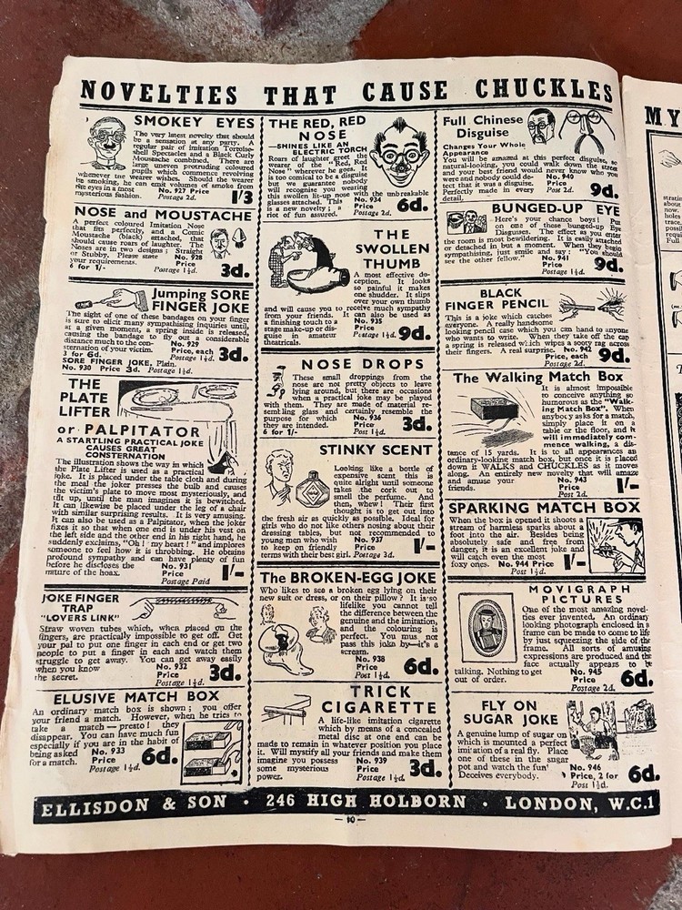 1930’s/ 40’s Jokes, Magic And Novelties Mail Order Catalog