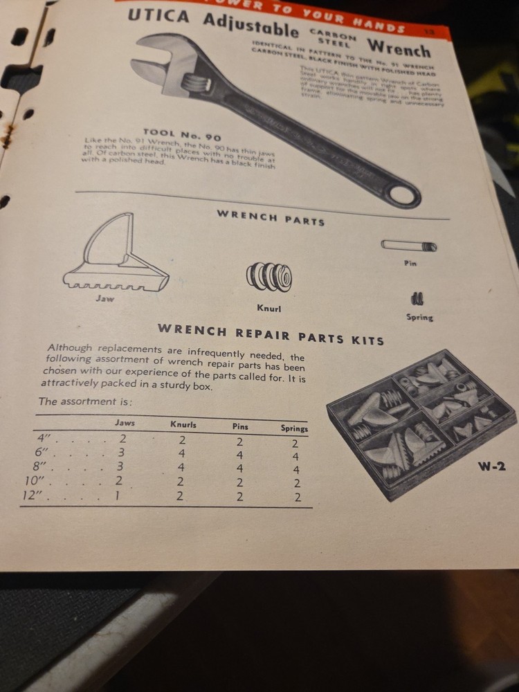UTICA TOOLS CATALOG 63- D AUG 1950 FOR PLIERS