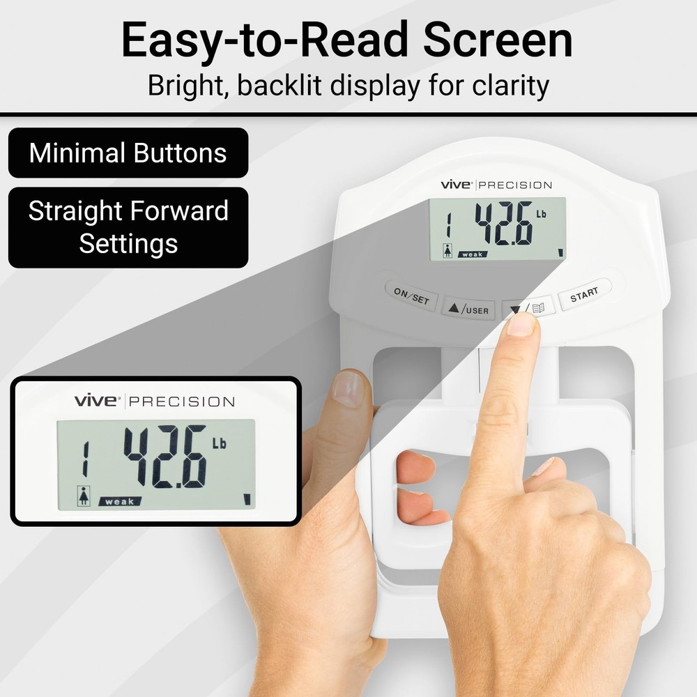 Grip Strength Tester - Hand Grip Dynamometer - Handheld Digital Grip Measurem...