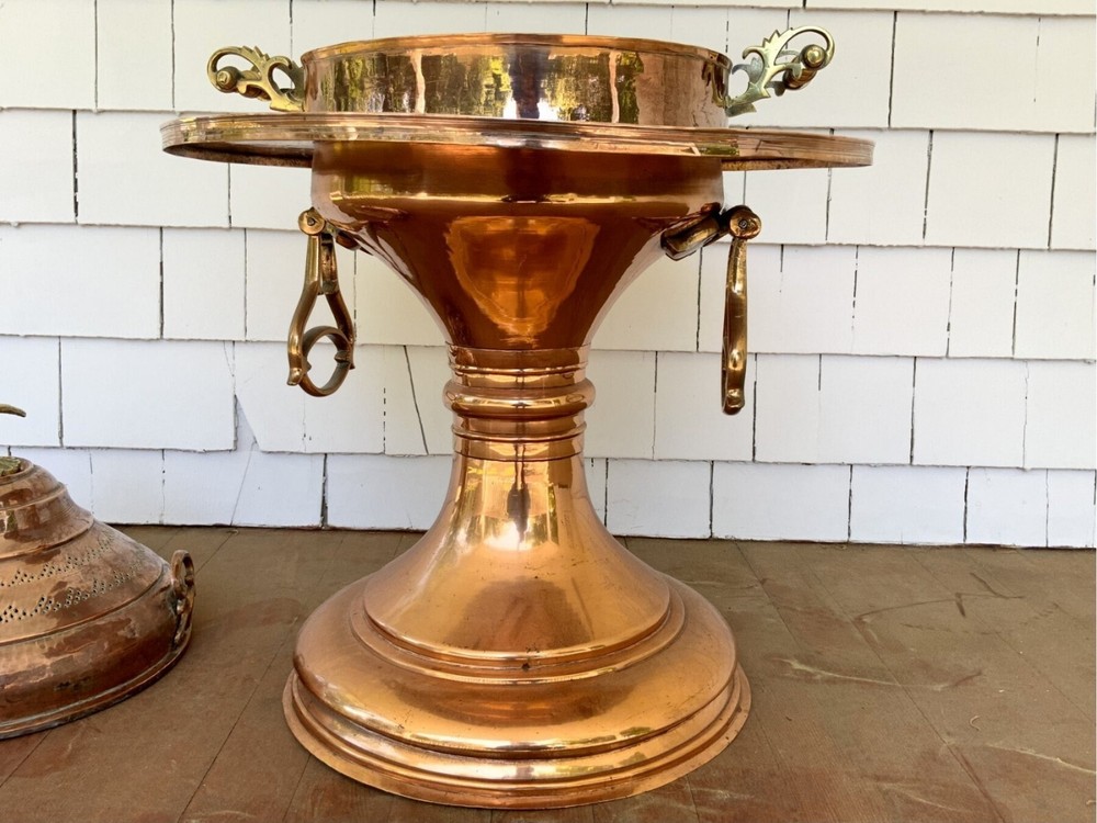 Middle Eastern Vintage Brazier Heater FirePit Polished Brass & Copper 35" MINT!