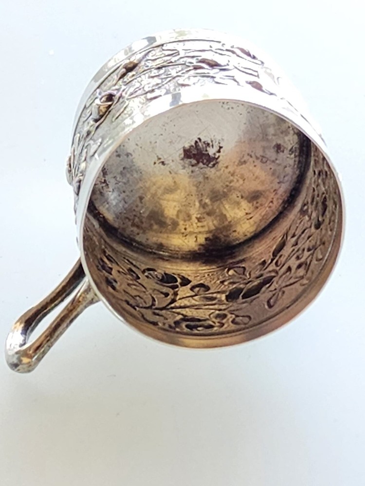 Baby Cup Beaker Embossed Roses No Monogram Adolf Kander Continental Silver