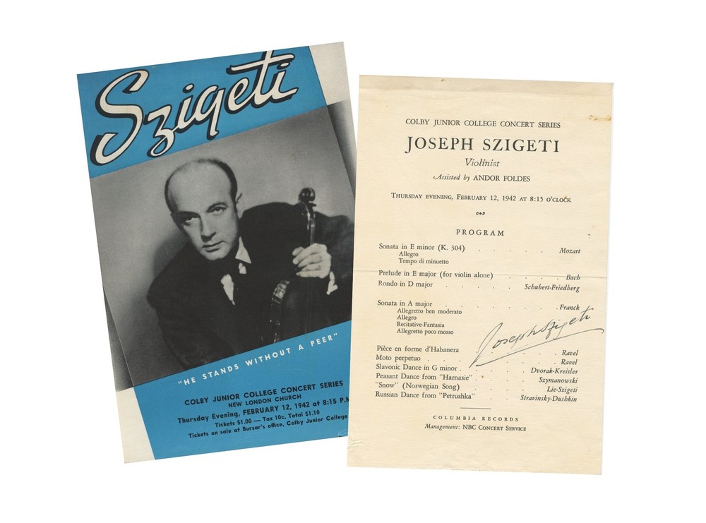 SZIGETI, Joseph. (1892–1973): Signed Program and Recital Concert Flyer