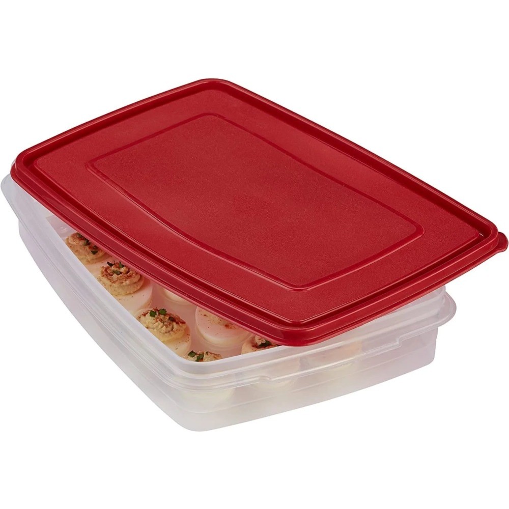Rubbermaid Egg Keeper Food Storage Container, Clear/Red, 1 Count