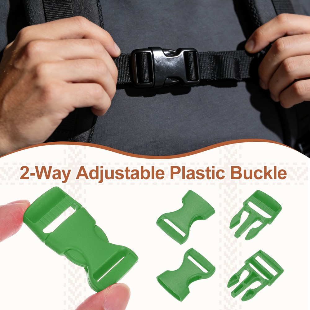 4 Pack Quick Side Release Buckle, 0.8" Plastic Buckle Clip, Grass Green