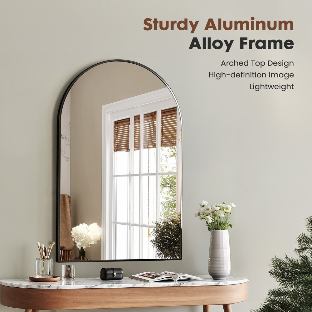 Bathroom Mirror with Metal Frame, Rust-Resistant Anti-Fog Vanity Mirror