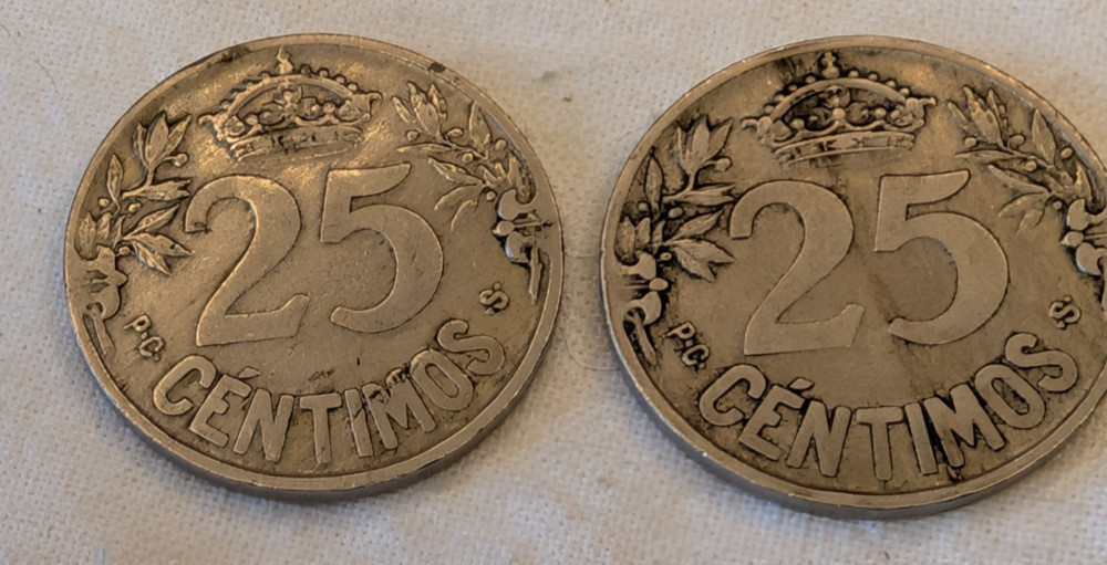 2-1925 Spain 25 Centimos KM#740 Sharp Detail