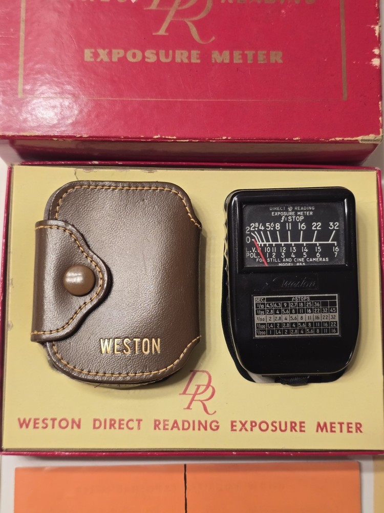 Vintage Weston Direct Reading Exposure Light Meter Model 853 Original Case, Box+