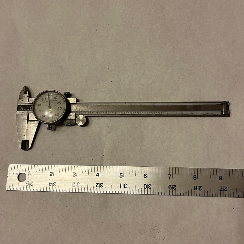 Dillon 6" long  .001"  Dial Caliper Stainless Hardened Machinist