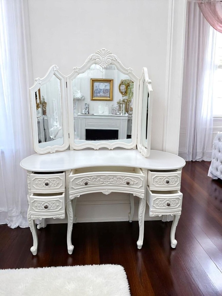 Chateau Baroque White Kidney Shaped Vanity