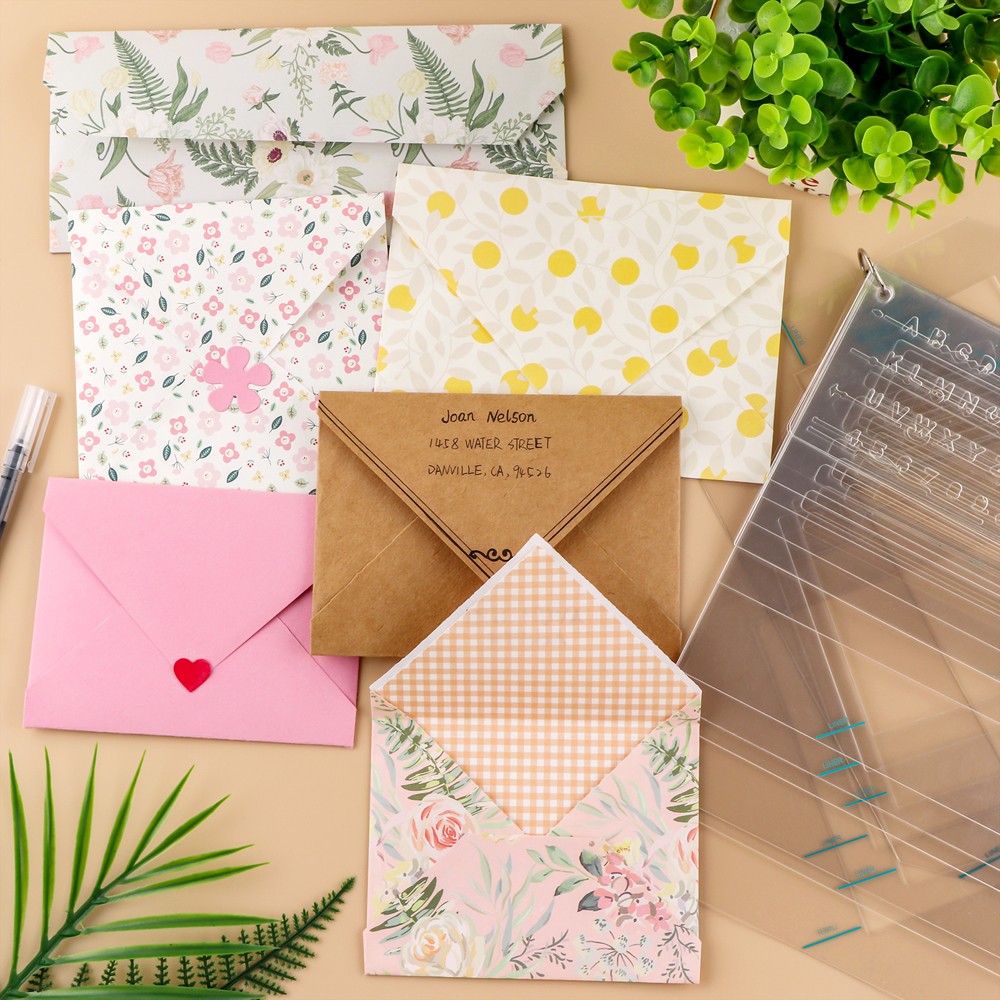 17pcs/Set Envelope Tear Templates Envelope Maker Guide DIY Scrapbooking Tool Kit