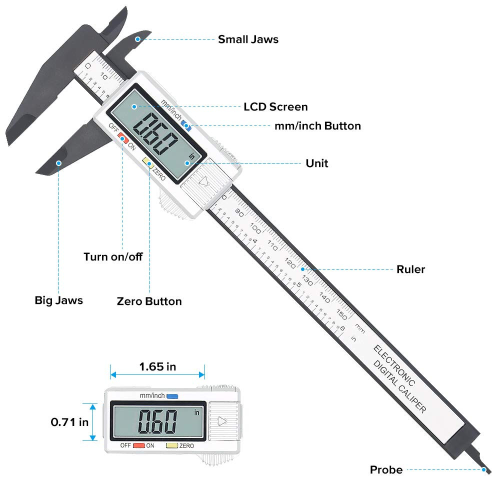 Electronic Digital Caliper, Plastic Vernier Caliper, Caliper Measuring Tool with