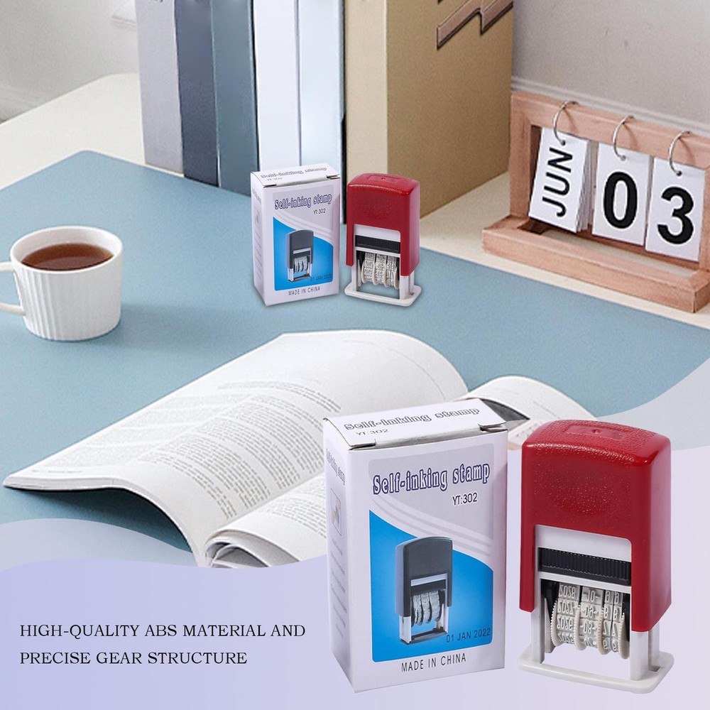 Handle Rubber Stamper Line Dater Adjustable Rubber Date Stamper for Office