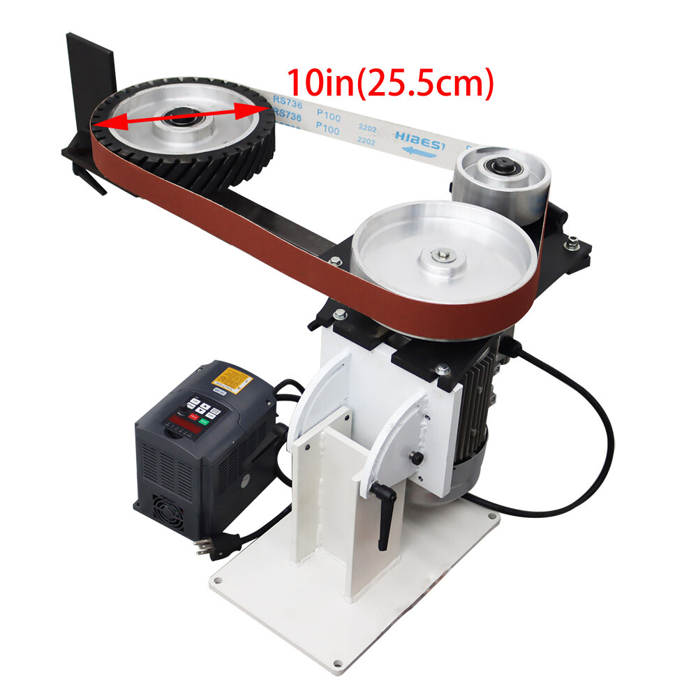 Vertical & Horizontal Frequency Conversion Belt Sander Grinder 3 Grinding Wheels