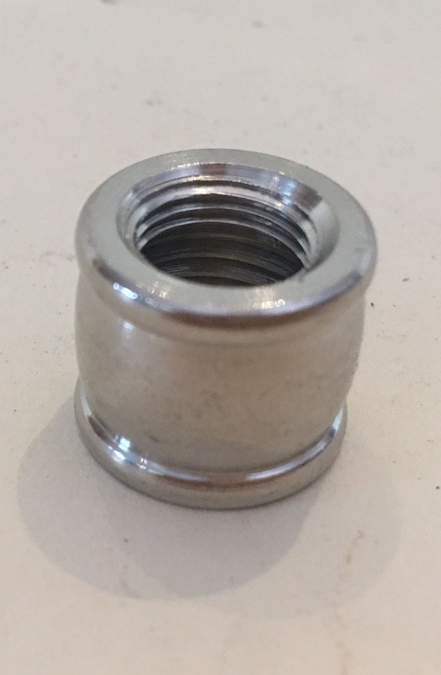 NEW- NICKEL PLATED solid brass coupling thread 1/2" x 3/8" (1/8IPS x 1/4IPS)