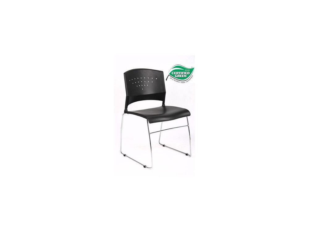 Boss Black Stack Chair With Chrome Frame 4 Pcs Pack