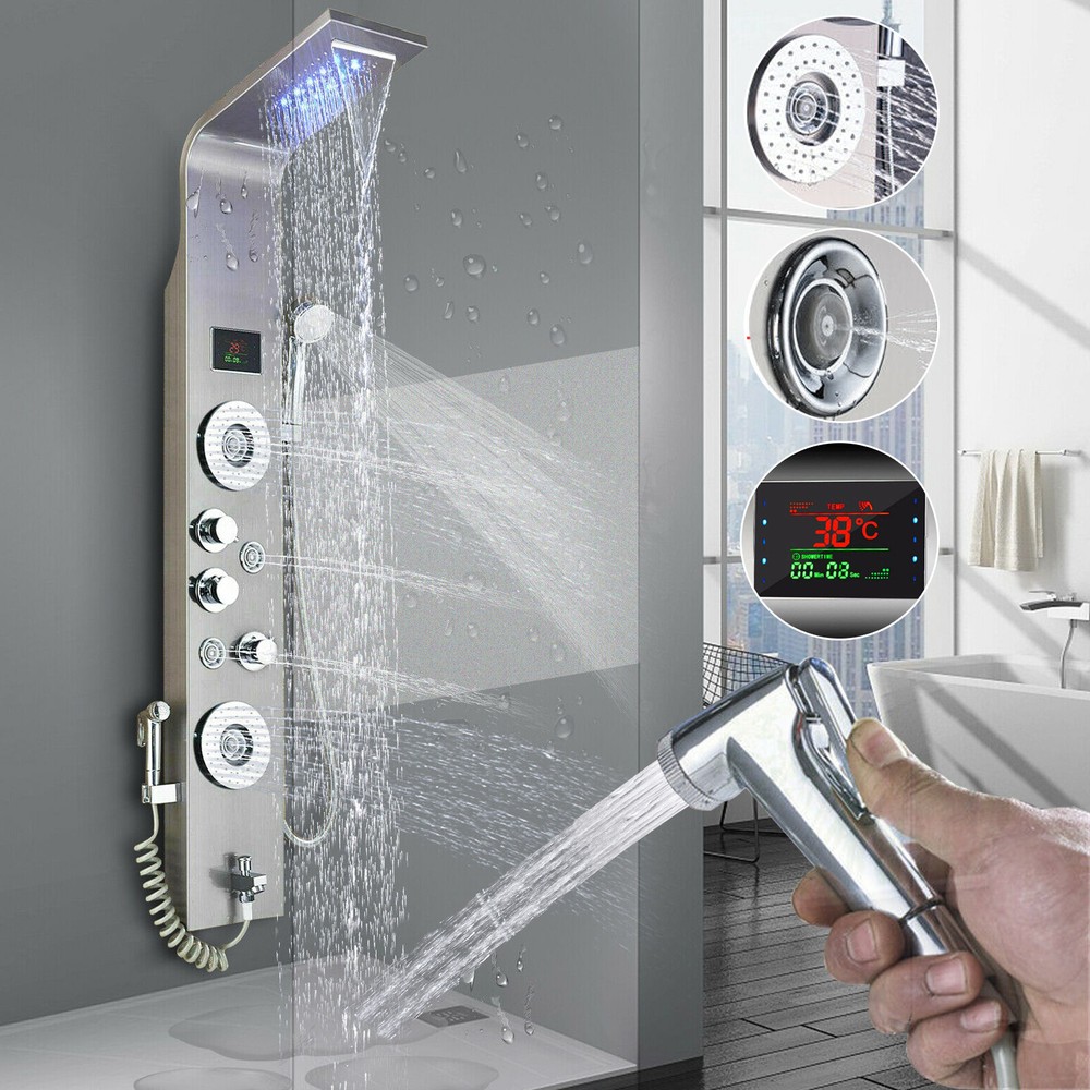 ELLO&ALLO Rainfall Waterfall Shower Panel Tower Rain Massage System Body Spa Jet