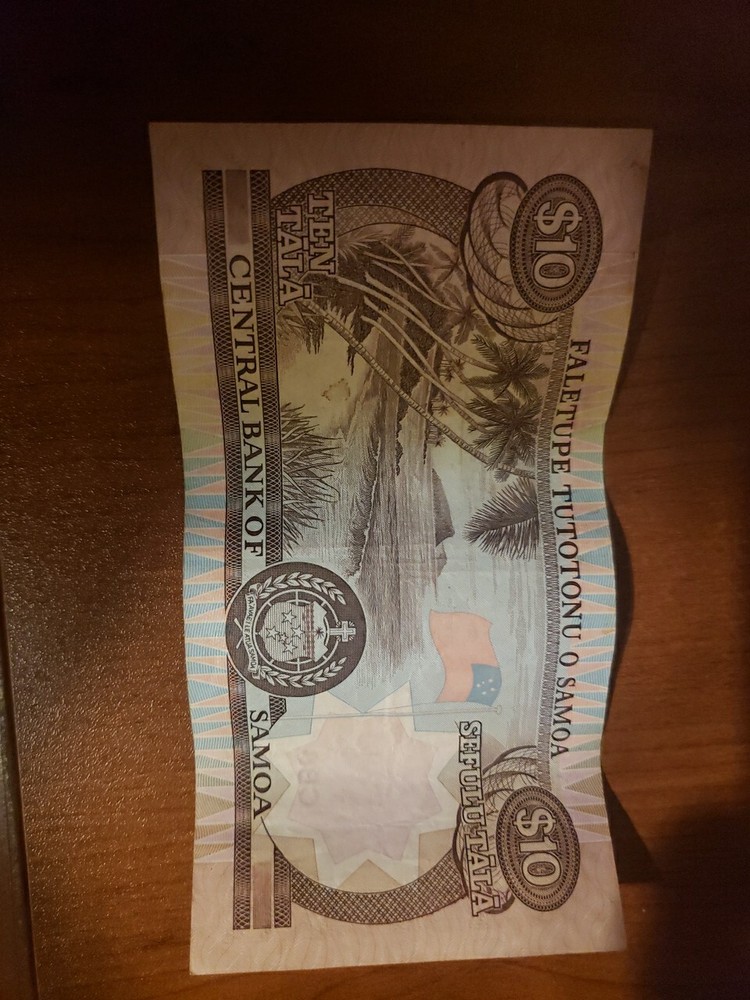 WESTERN SAMOA 10 TALA FLAG TREE UNC BANK NOTE PACIFIC MONEY BILL