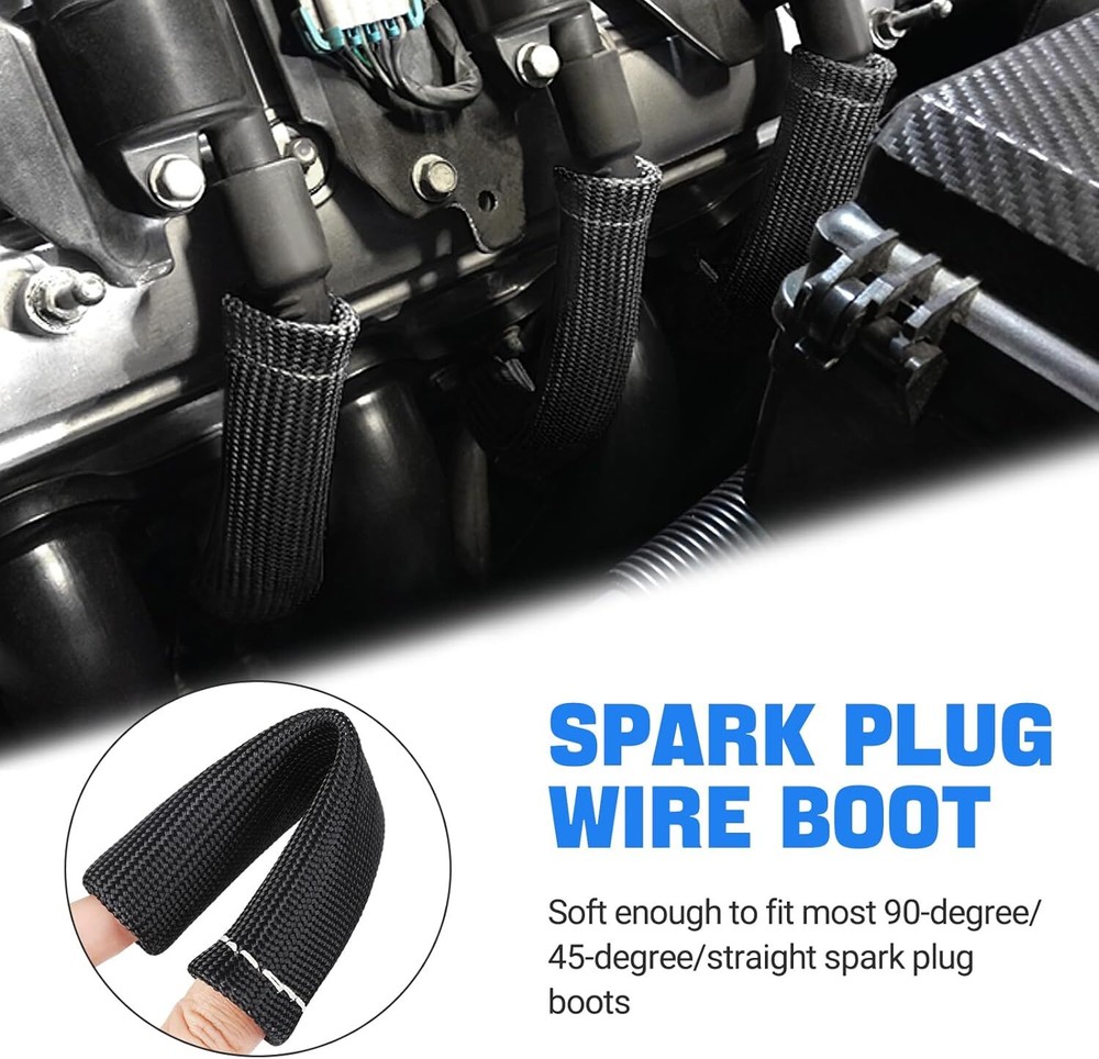 Spark Plug Wire Heat Shield Sleeve 2500°Spark Plug Boot Protector Wire Boot Wrap