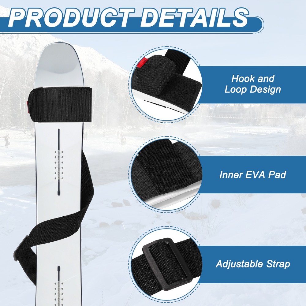 Ski Strap, Adjustable Ski Carrier Shoulder Straps,2Pcs& Black & White & 45.7"