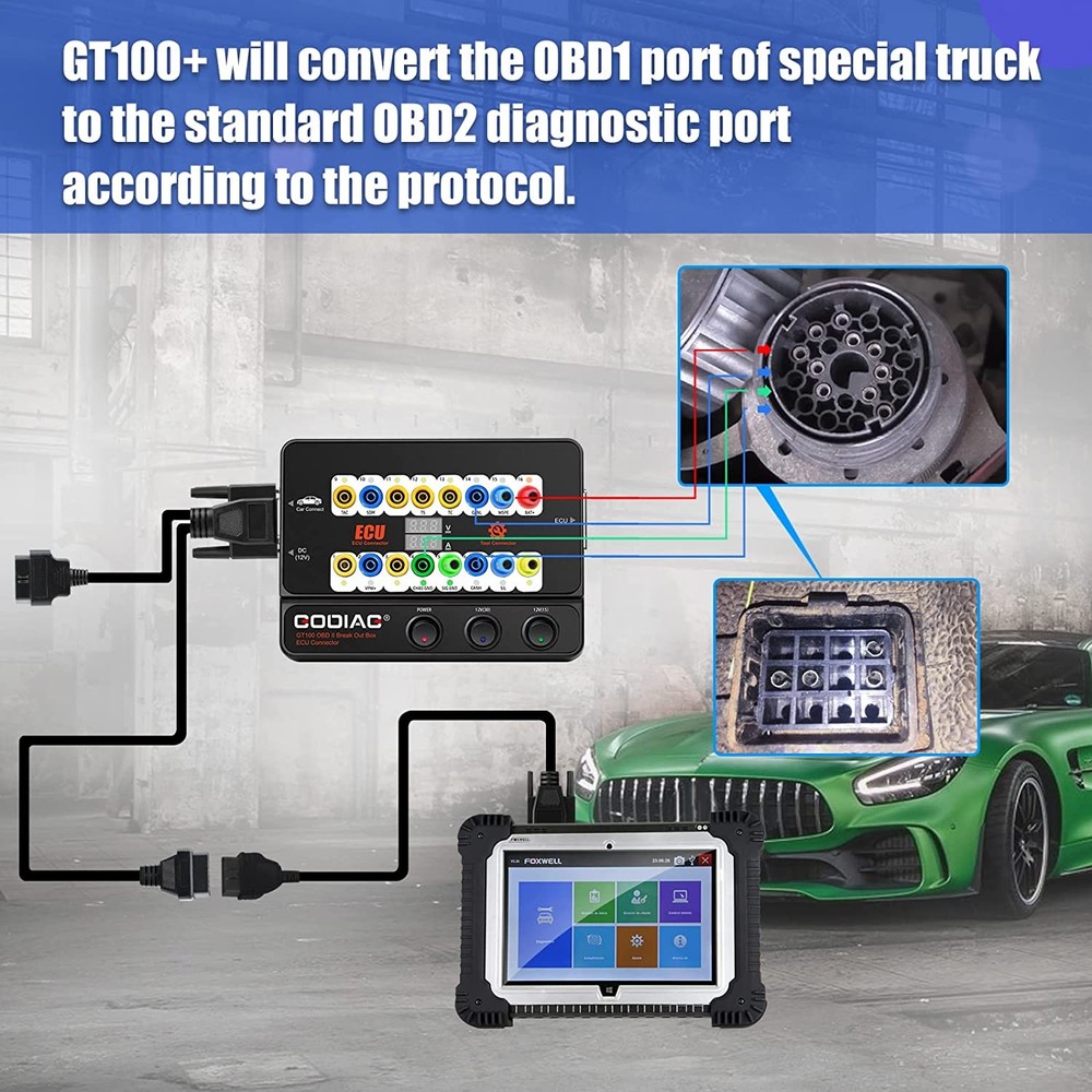 GODIAG GT100+ Pro OBDII Breakout Box E-CU Connector Electronic Current Display