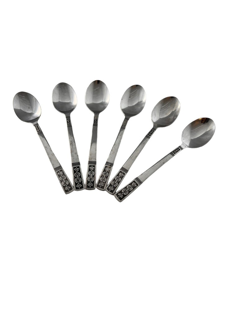 MCM Present Claudia Pattern Spoons Child Demitasse 5 1/2” Stainless Flatware 6
