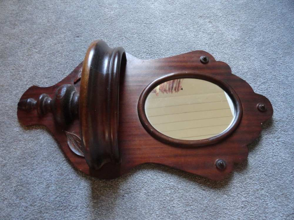 Vintage Wood Mirror Wall Shelf Planter