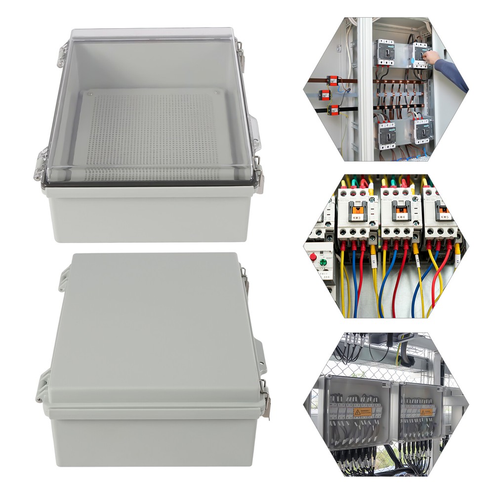 Clear/Grey Enclosure Wall Mount ABS IP67 Hinged Compact Cover Latch Junction Box