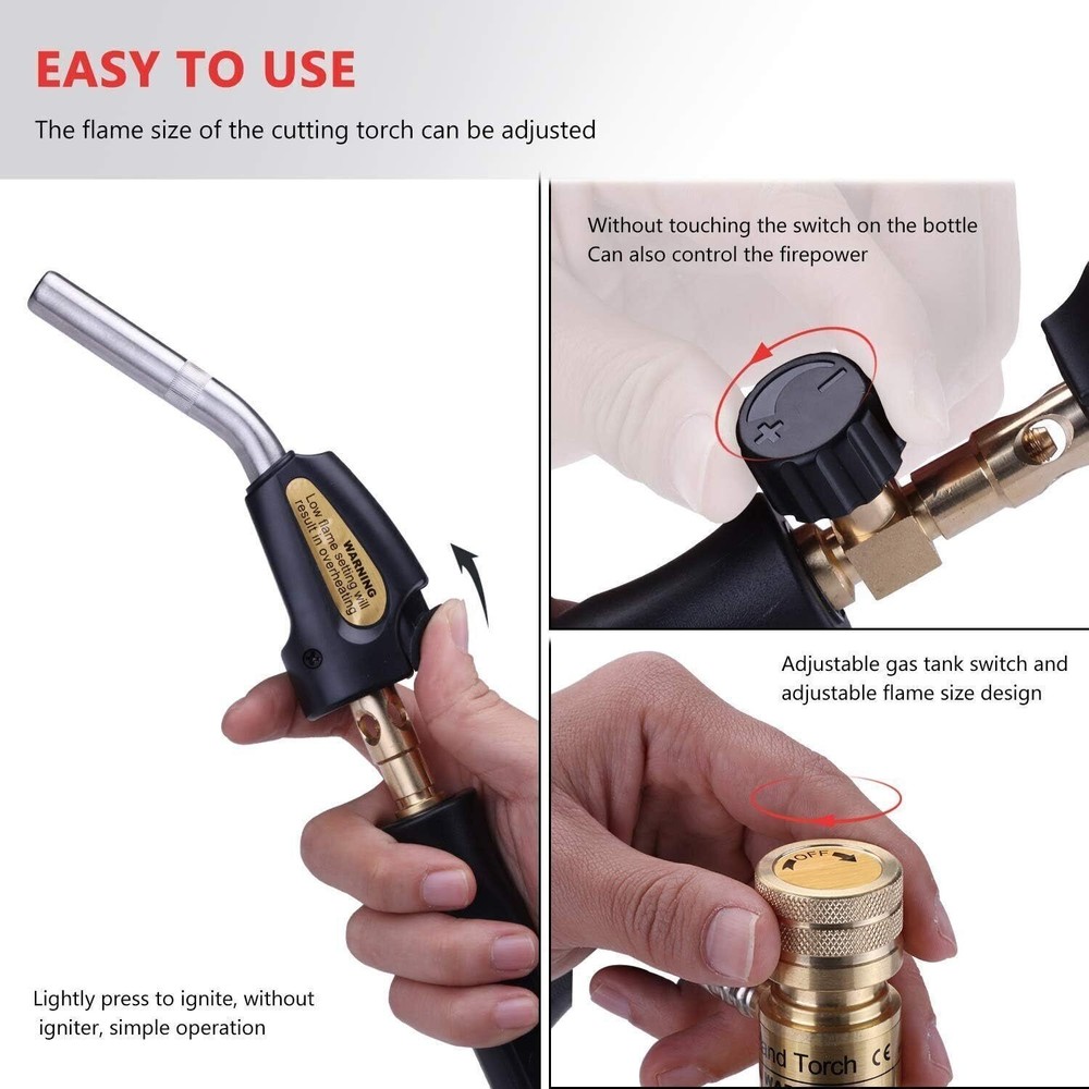 Propane Torch Hand Hose Welding & Soldering Power Tool W/ Hook Workshop Black US