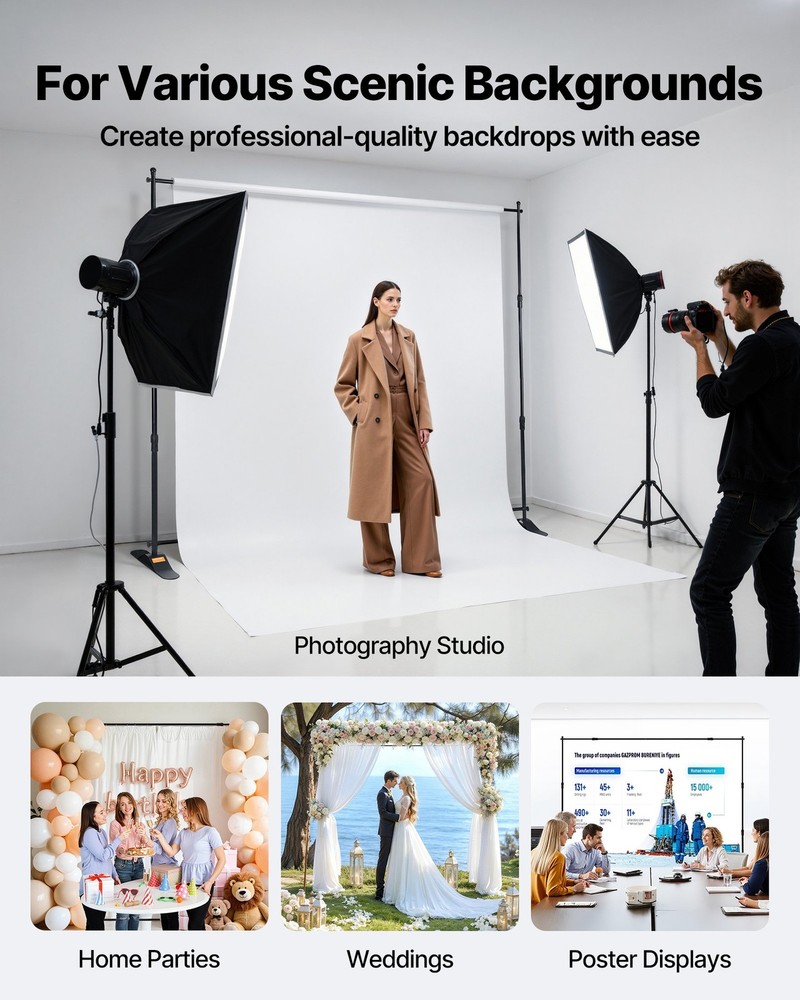 New/10 x 8 Ft Backdrop Banner Stand Adjustable Height and Width Newest Step and