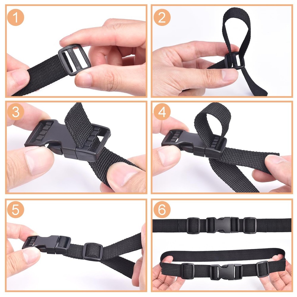 6 Pack Quick Release Buckles 1 Inch Plastic Clips Dual Adjustable Backpack Strap