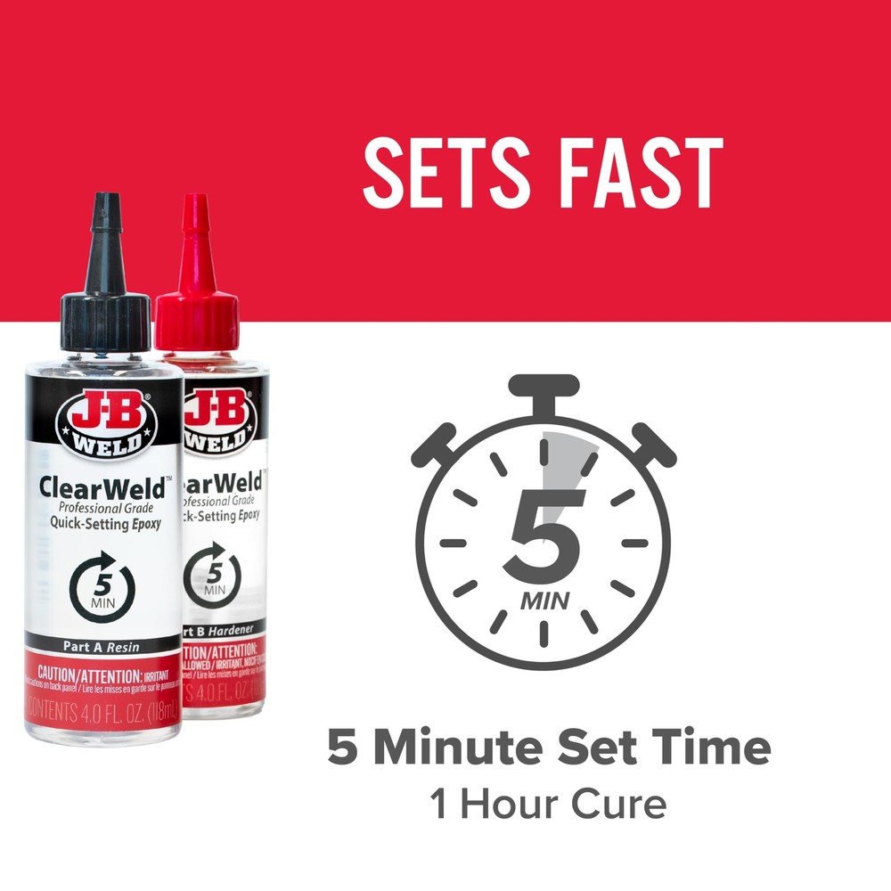 Clear Epoxy Adhesive 4oz for Strong Multi-Surface Bonding and Repairs