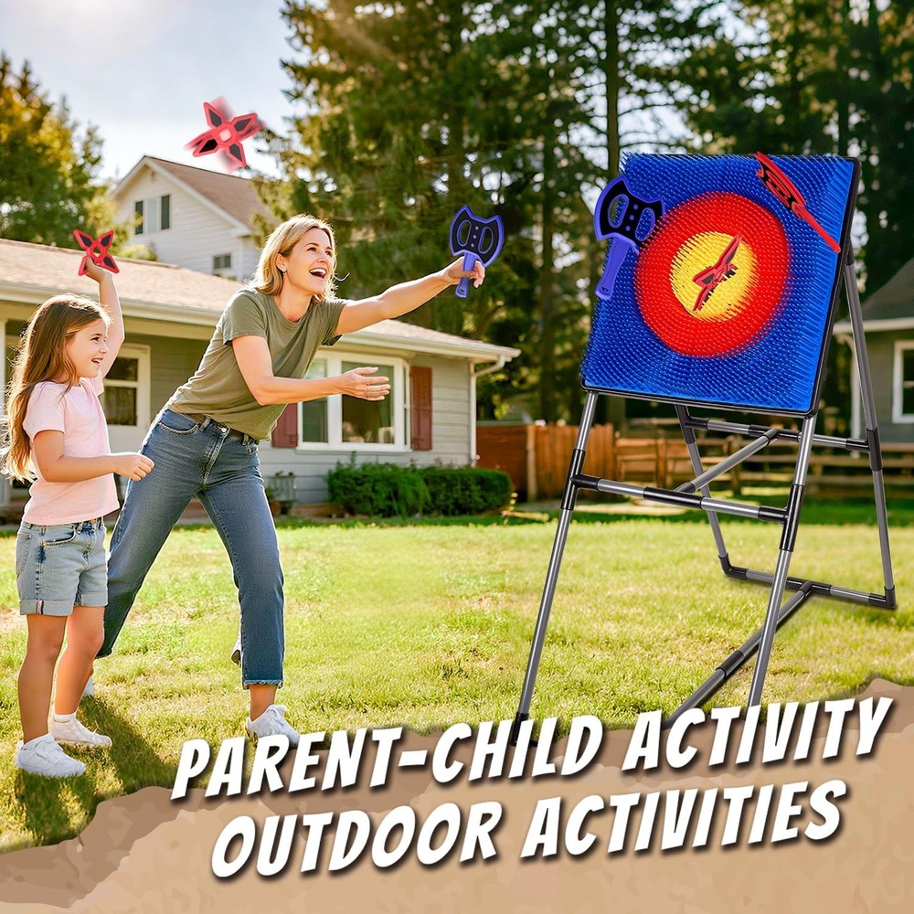 Axe Throwing Game for Backyard, Axe Throwing Target Set with 16 Throwing Axes Ou