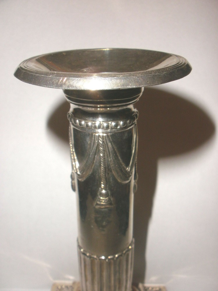 Antique Germany ? columnar candelstick 800 silver column candle stick