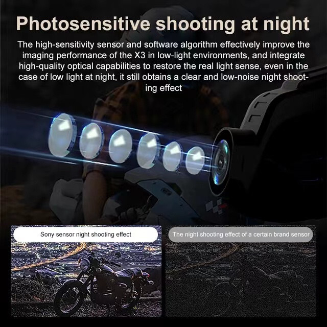 Helmet Intercom Bluetooth Headset Moto Comunication with 2K Camera Recorder