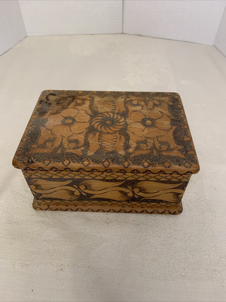 Vintage Hand Carved Cigarette Box