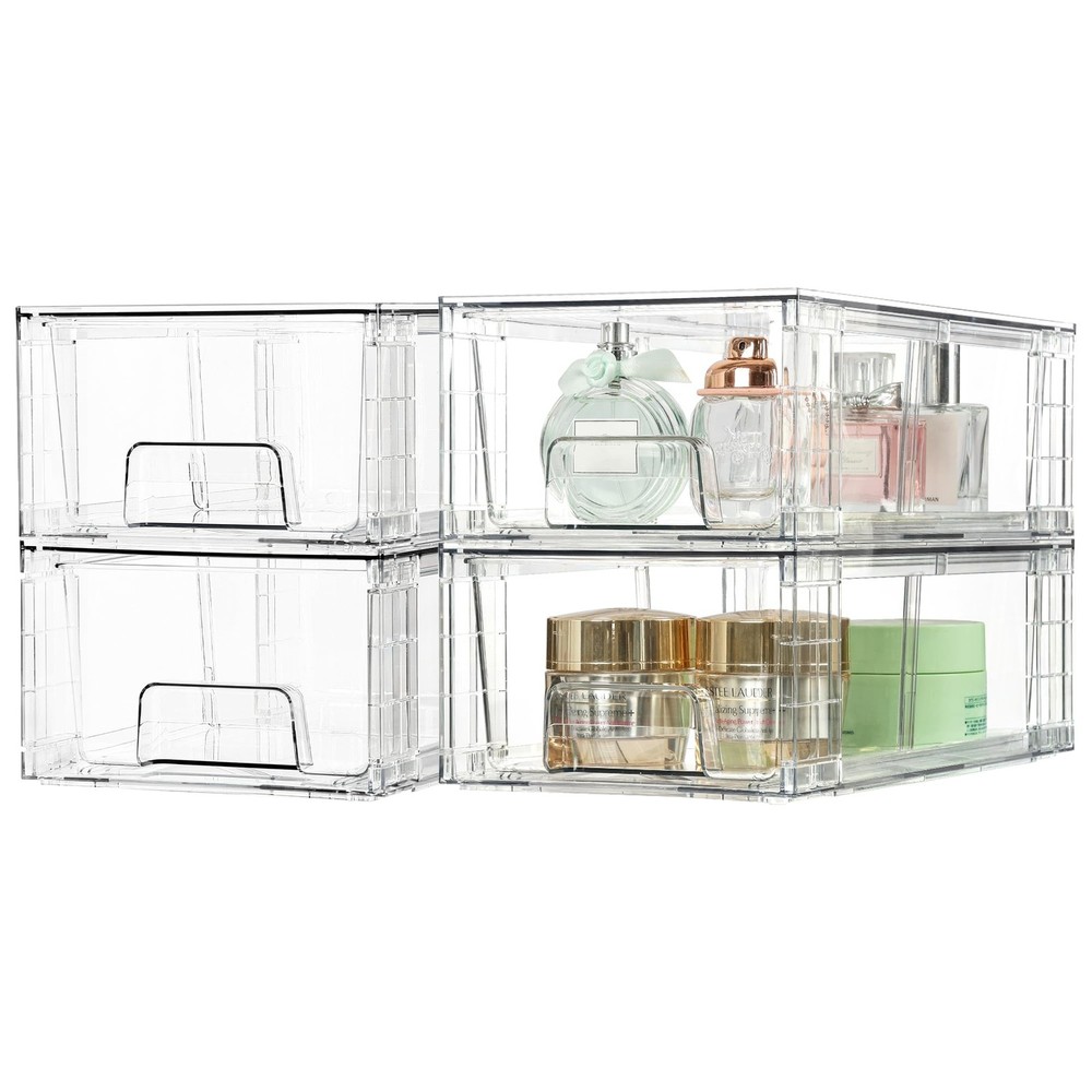 Vtopmart 2-Pack Stackable Clear Acrylic Storage Drawers Organizer w/ Handles