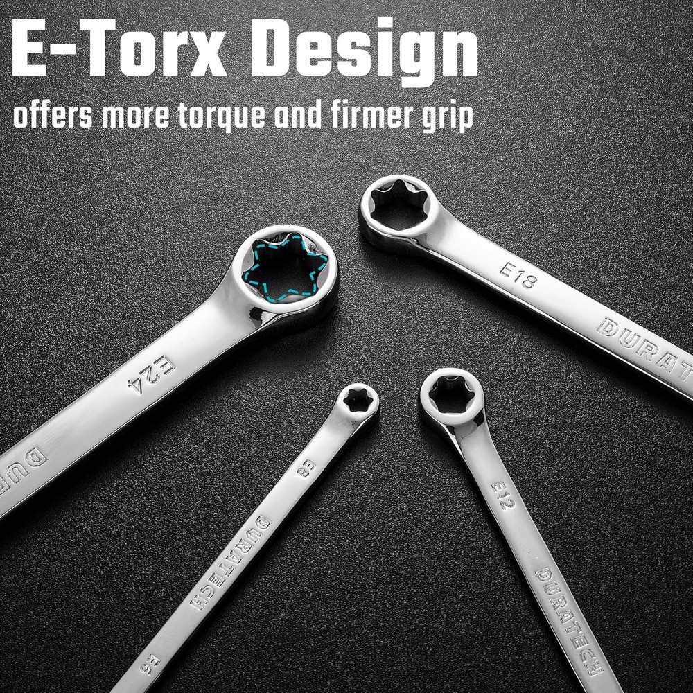 DURATECH 4-Piece E-Torx Wrench Set, Double Box End CR-V Silver